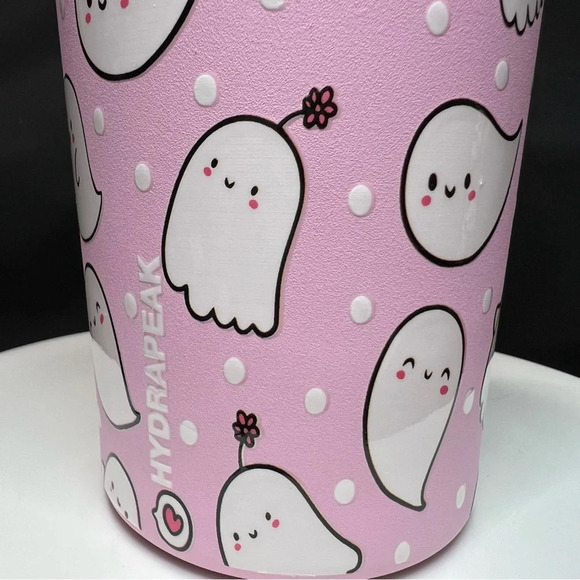 HydraPeak 2024 Halloween Pink Blushing Ghost w/ Flower & Heart Stainless Tumbler - Picture 9 of 13